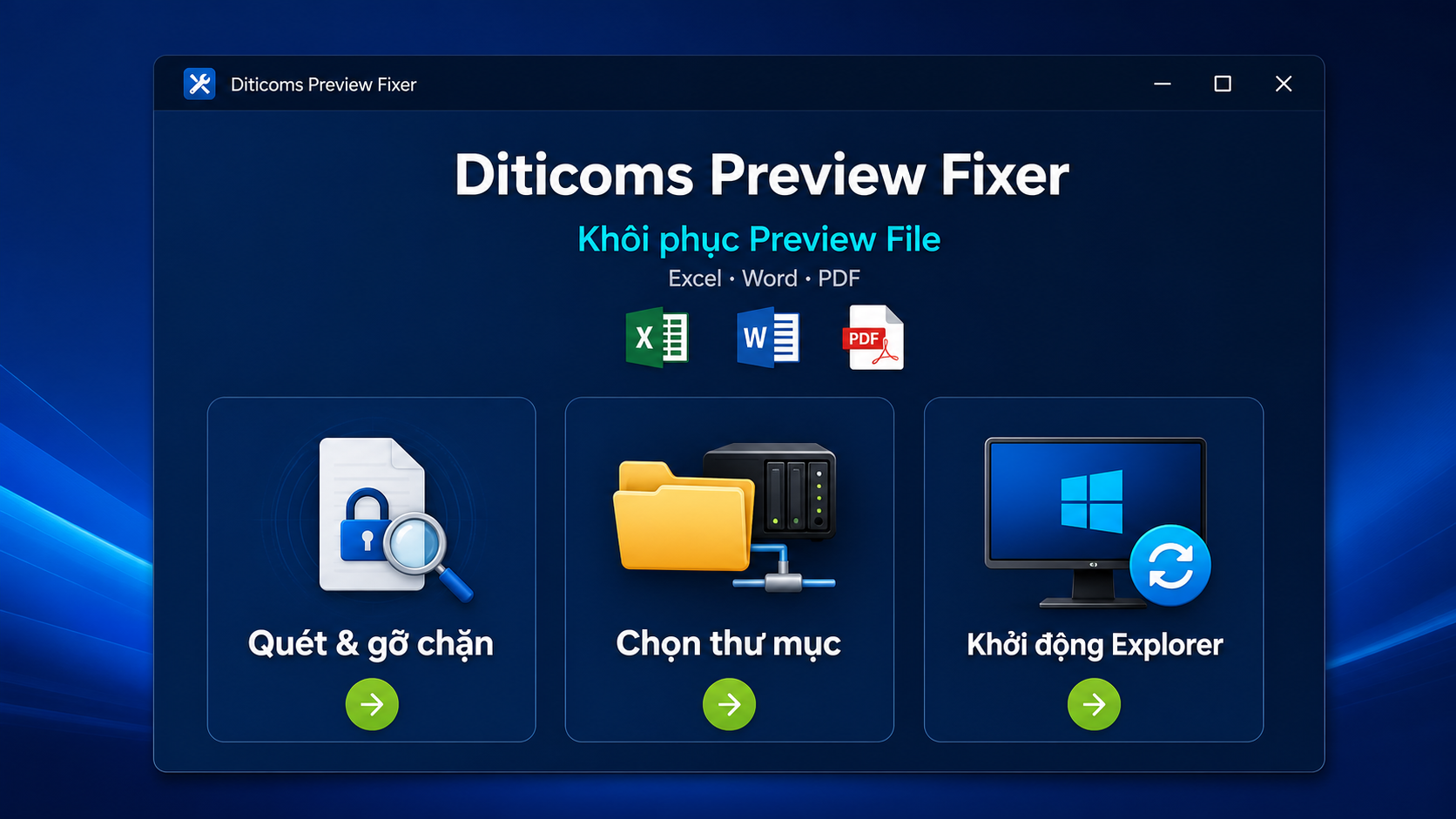 Sửa lỗi không xem trước Preview file Excel, PDF, Word qua mạng nội bộ 1 Sửa lỗi không xem trước Preview file Excel, PDF, Word bằng Diticoms Preview Fixer